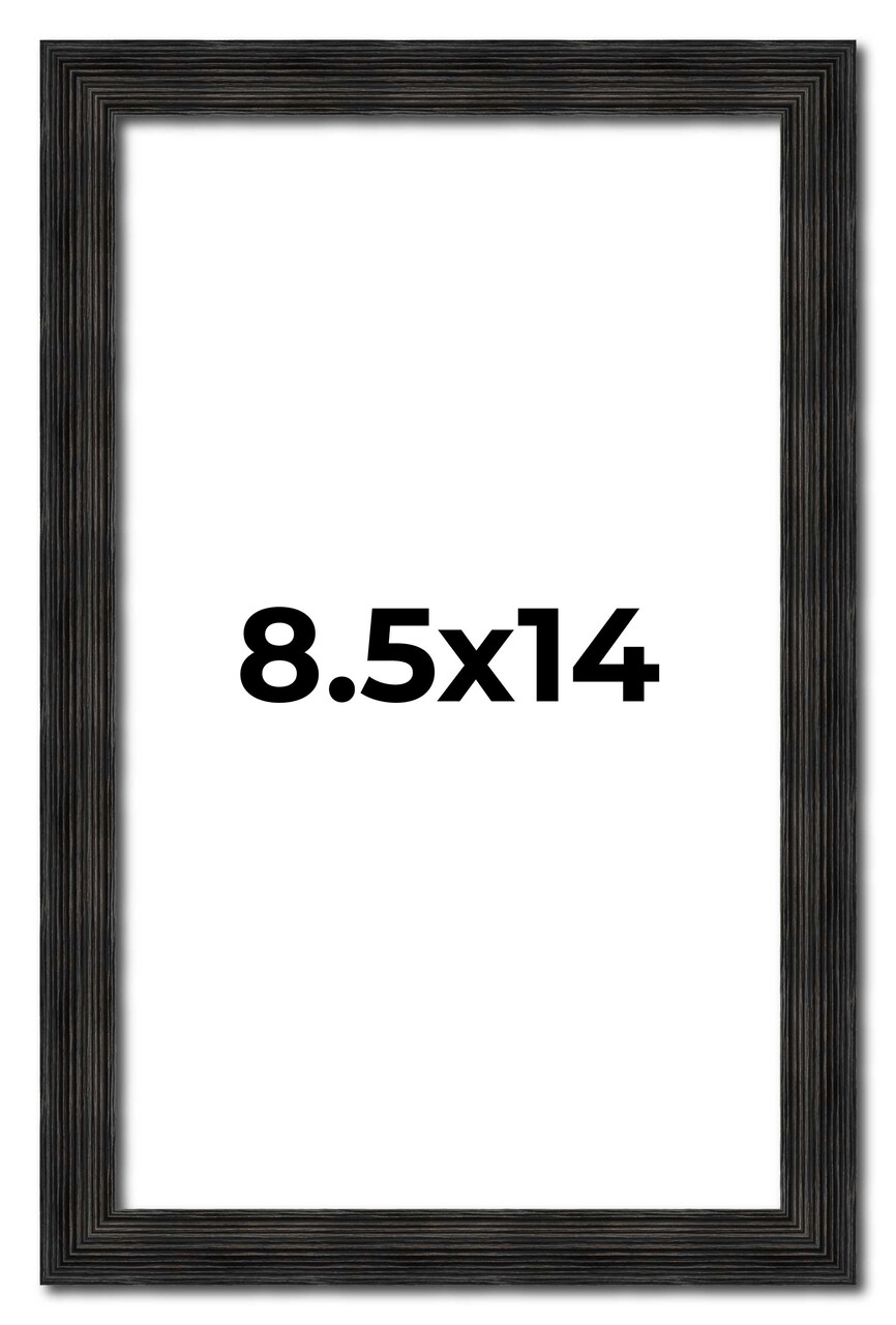 8.5x14 Thin Barnwood Picture Frame with UV-Resistant Acrylic & Acid Free Backing, Available in 2 Paint Finishes - Grey and Black